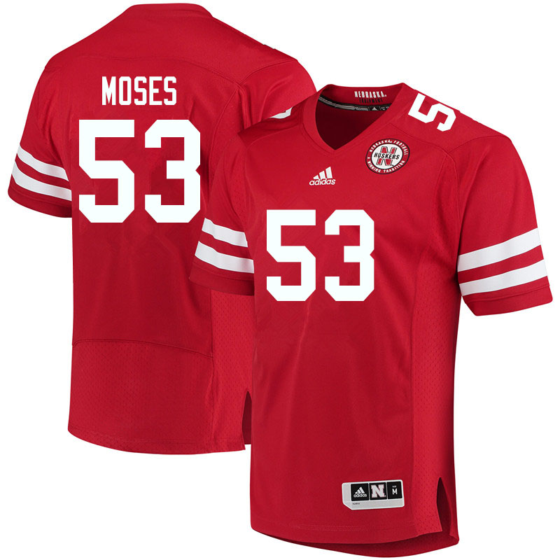 Men #53 Riley Moses Nebraska Cornhuskers College Football Jerseys Sale-Red - Click Image to Close